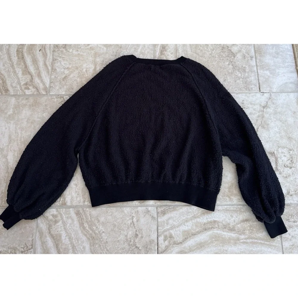 FREE PEOPLE WOMEN'S BLACK‎ LONG SLEEVE TEXTURED FOUND MY FRIEND PULLOVER Size XS